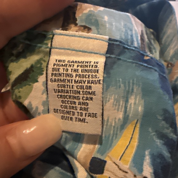 Reyn Spooner Hawaiian Shirt Mens Large Blue Ocean Surfer Print Pullover Pocket - Picture 8 of 10